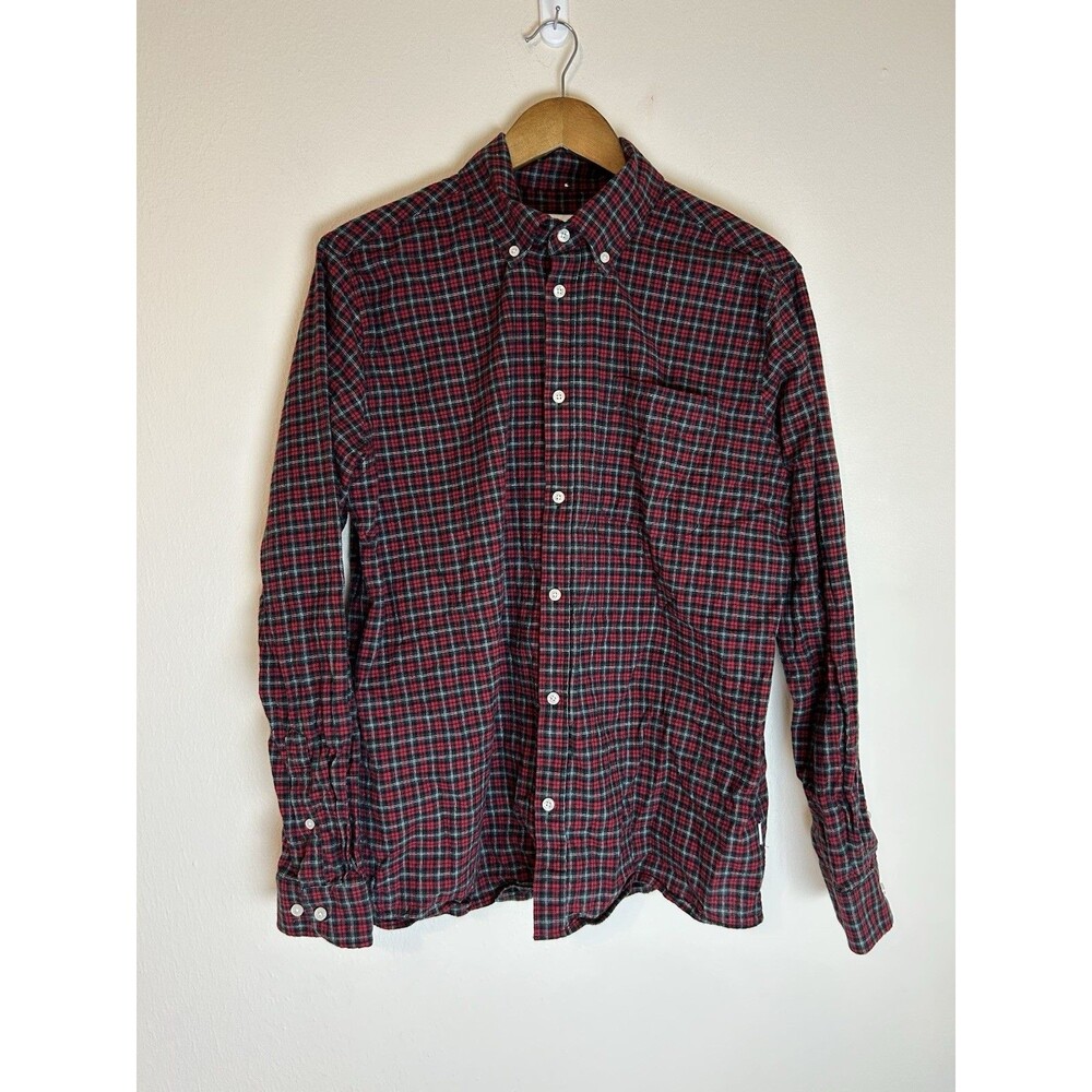 Les Deux Men’s Kent Check Flannel Size M Button Up Shirt Red Plaid